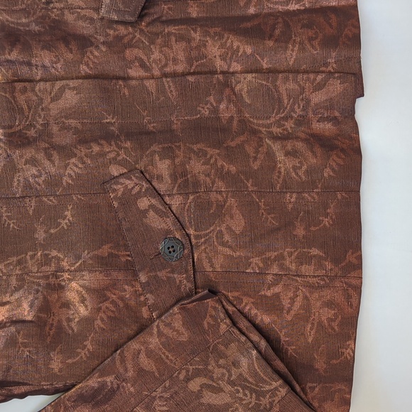 Chico's Silk Linen Shimmery Floral Lined Blazer Small Chico's 0 Metallic Bronze - Picture 10 of 14